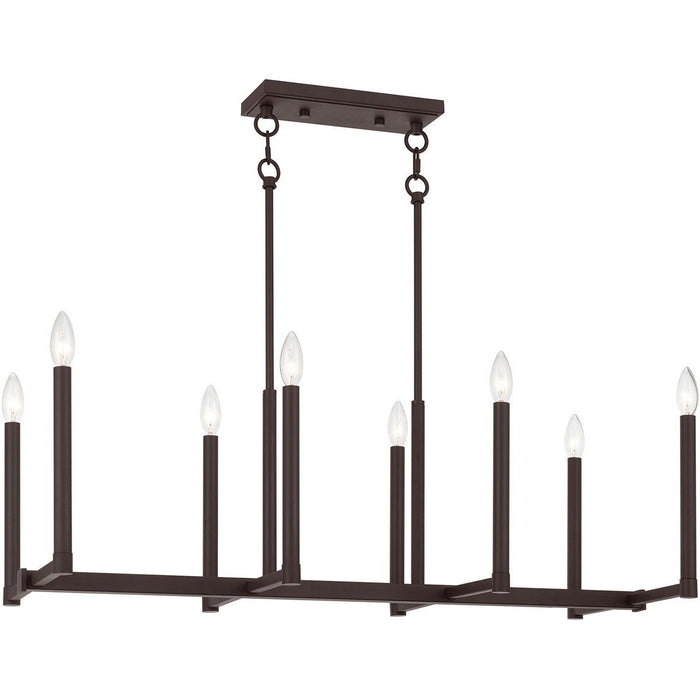 18'' Eight Light Dimmable Chandelier With Shades - Bronze