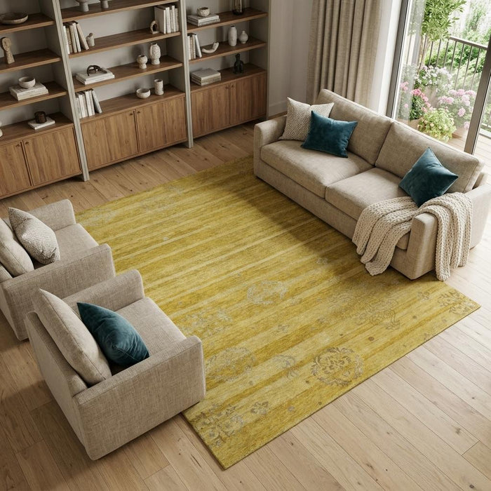 8' X 10' Striped Hand Knotted Area Rug (744275) - Gold / Yellow