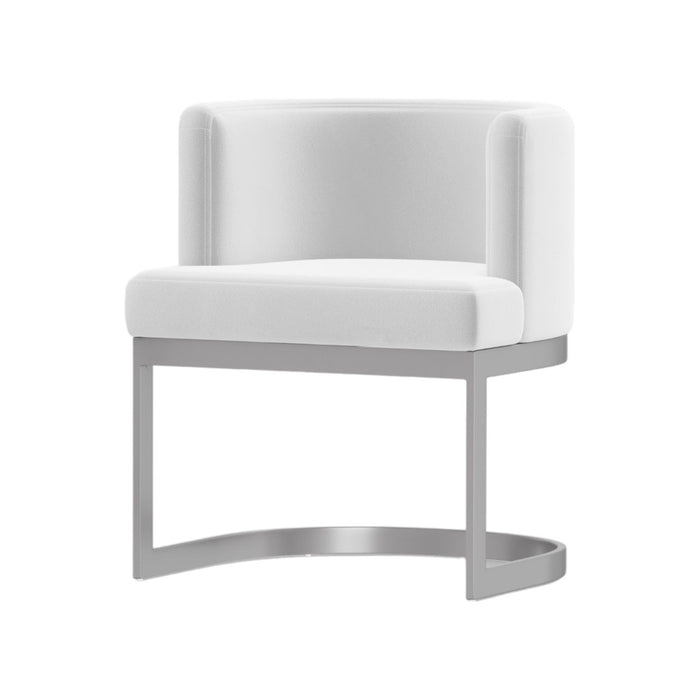 Upholstered Fabric Wing Back Dining Arm Chair - White