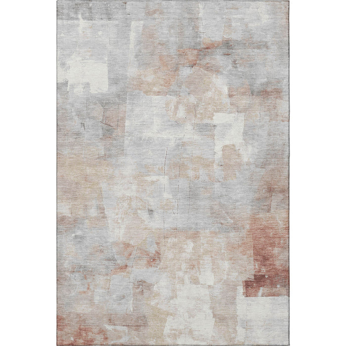 10' X 14' Abstract Washable Area Rug With UV Protection (697524) - Rust / Gray / Silver