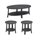 Giga Anze 3-piece contemporary oval coffee table set with charcoal finish and wood shelves, modern living room furniture.