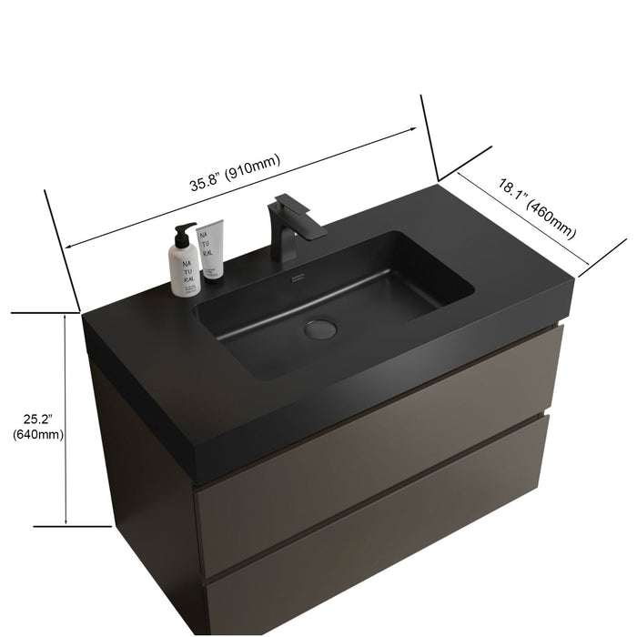 Giga Alice bathroom vanity with large storage, wall-mounted design, one-piece sink basin, modern style, without drain or faucet.