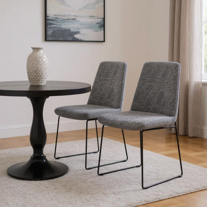 Steel Dining Parsons Chairs (Set of 2) - Gray / Black