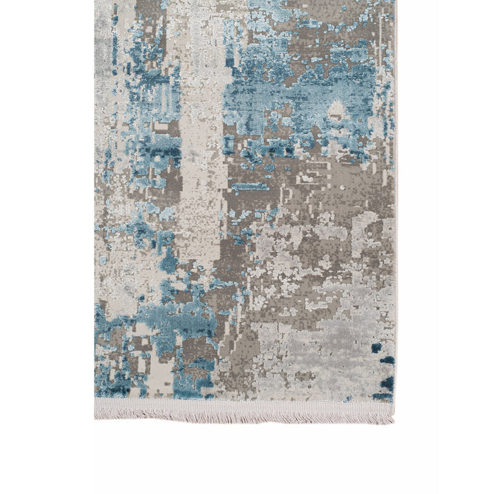 8' X 12' Abstract Area Rug With Fringe - Gray