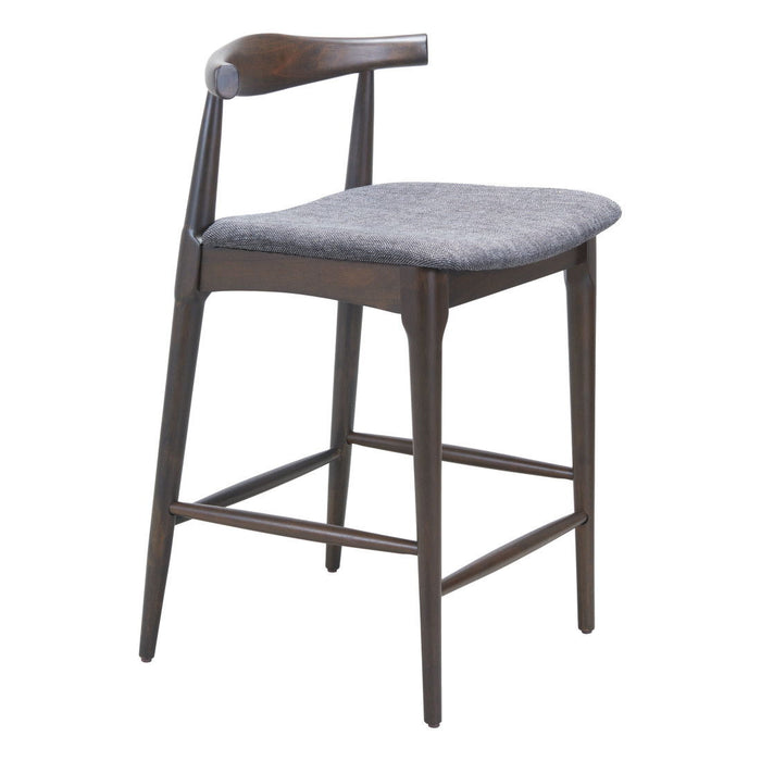 Solid Wood And Fabric Low Back Bar Chairs (Set of 2) - Gray