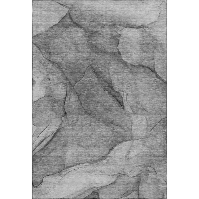 10' X 14' Abstract Washable Area Rug With UV Protection (651106) - Gray / Ivory