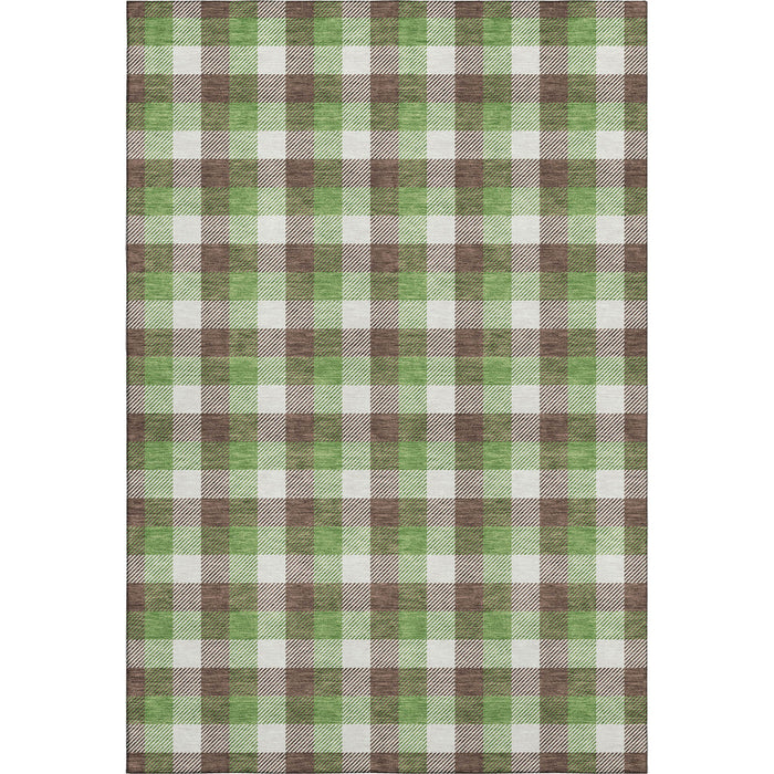 10' X 14' Plaid Washable Area Rug With UV Protection (682535) - Brown / Ivory / Green