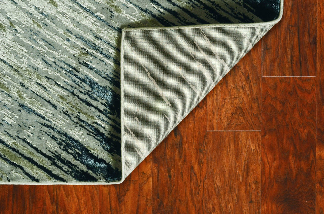 8' x 11' Machine Woven Abstract Brushstroke Indoor Area Rug - Silver Gray