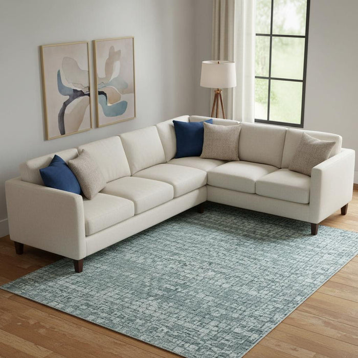10' X 14' Abstract Washable Area Rug With UV Protection (710232) - Teal / Khaki / Ivory