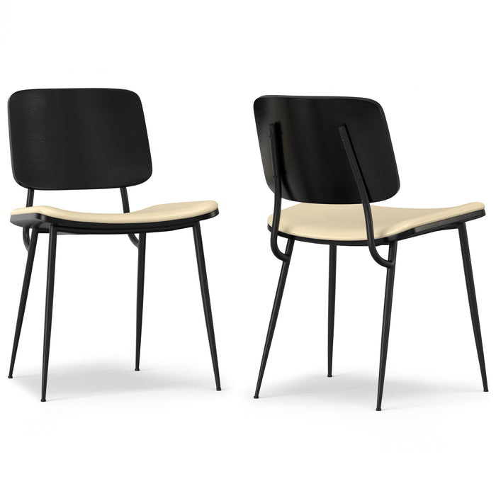 Solid Wood Dining Parsons Chairs (Set of 2) - Cream / Black
