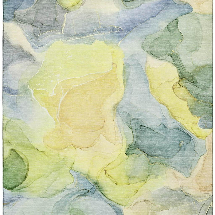 8' X 10' Abstract Washable Area Rug With UV Protection (646750) - Yellow / Blue / Beige