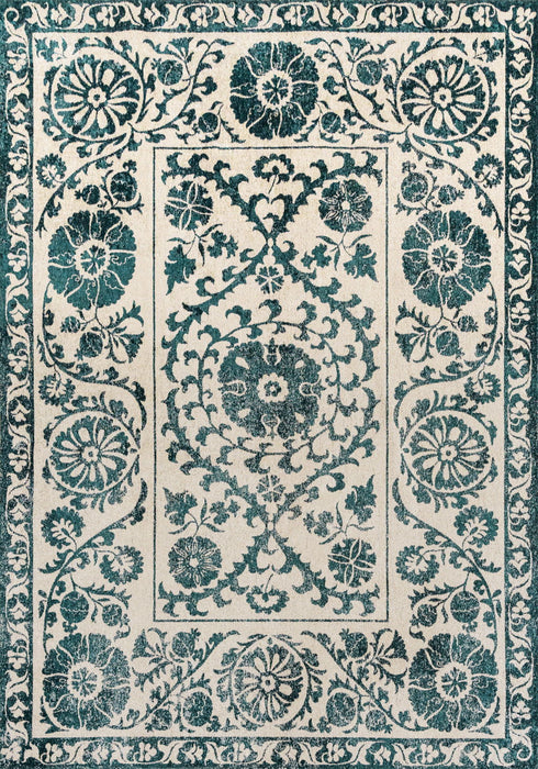 8' X 11' Tribal Washable Area Rug With UV Protection (610068) - Beige / Blue