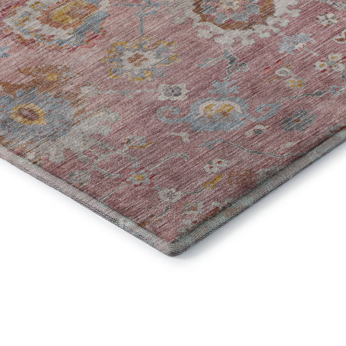 10' X 14' Floral Washable Area Rug With UV Protection (684480) - Pink / Gold / Blue