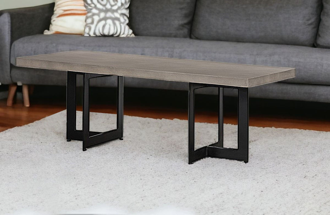Modern Concrete Steel Coffee Table - Dark Gray And Black