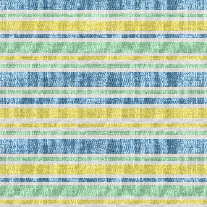 9' X 12' Striped Washable Area Rug With UV Protection (647895) - Yellow / Blue