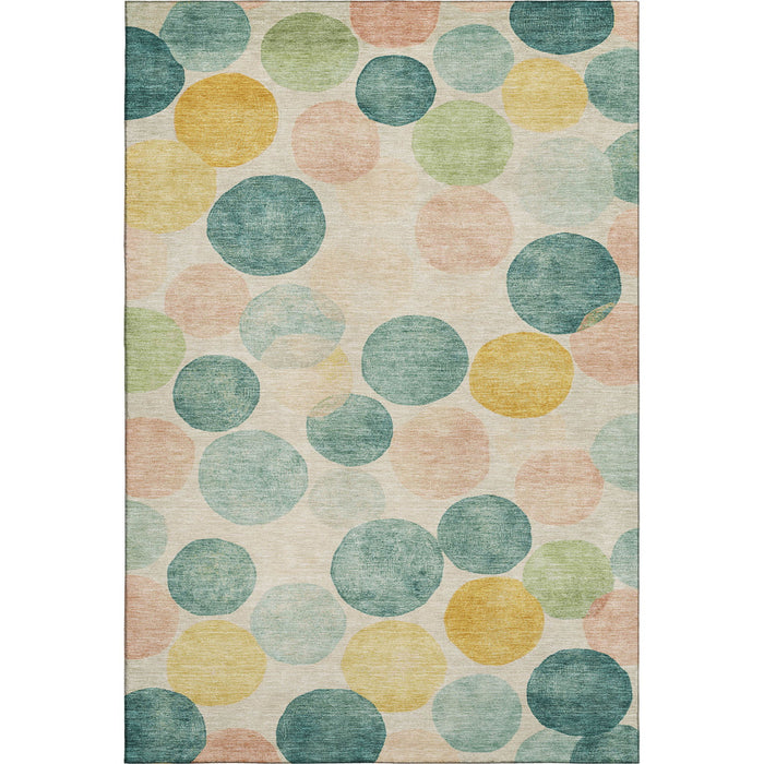 10' X 14' Geometric Washable Area Rug With UV Protection (707431) - Teal / Yellow / Coral