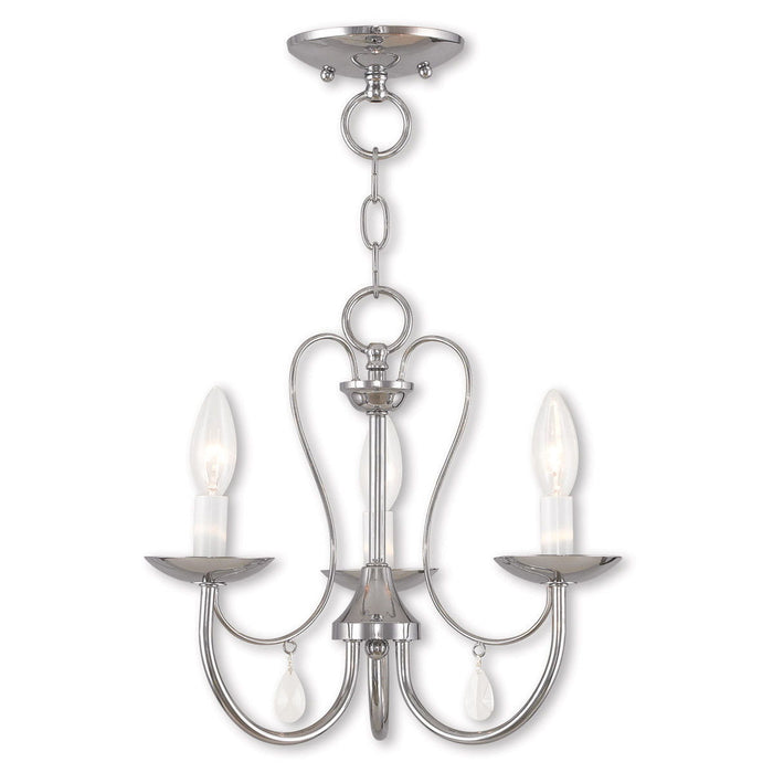 12" Three Light Dimmable Chandelier With Shades - Silver