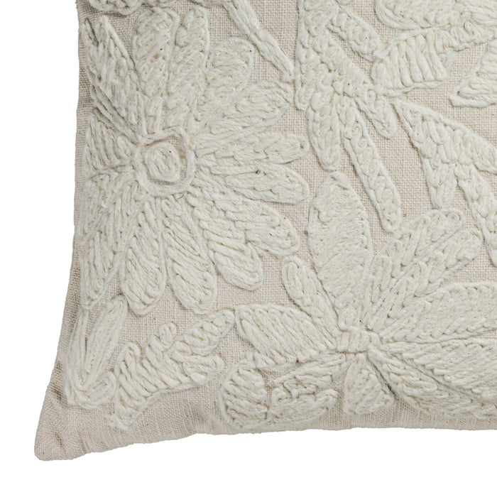 Tabitha - 20" Square Embroidered Throw Pillow - (Cover) - Cream