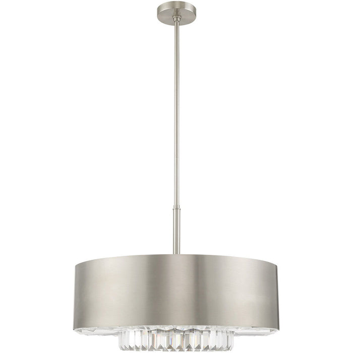 25'' Six Light Dimmable Chandelier With Shades - Nickel
