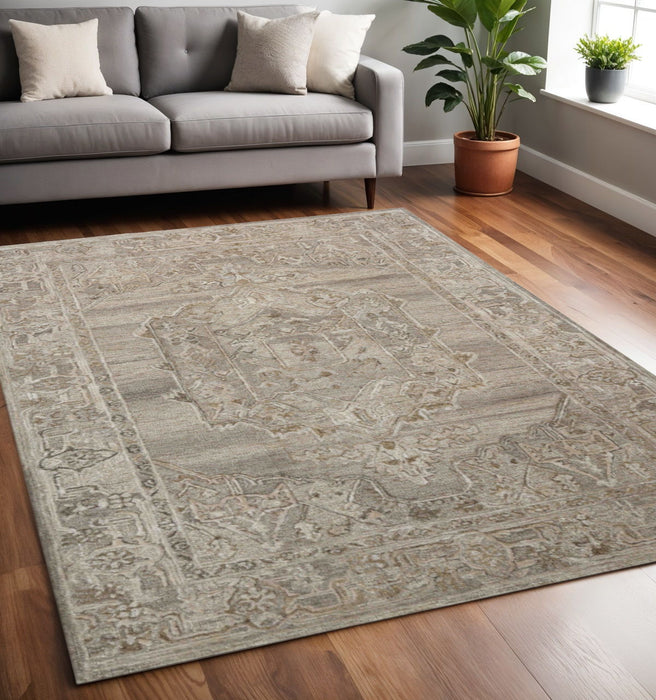 5' X 7' Wool Oriental Hand Tufted Area Rug - Brown And Beige
