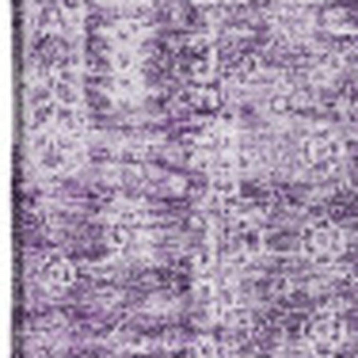9' X 12' Floral Washable Area Rug With UV Protection (653415) - Purple / Ivory