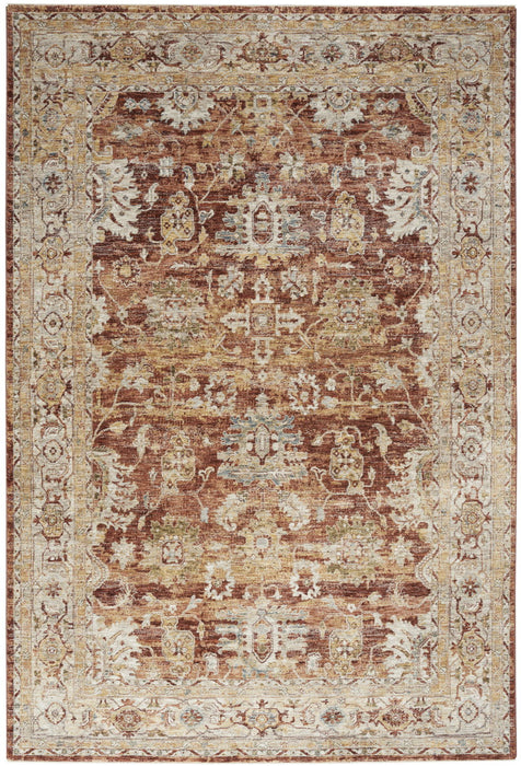 8' X 10' Floral Medallion Distressed Area Rug (550818) - Rust / Ivory / Blue