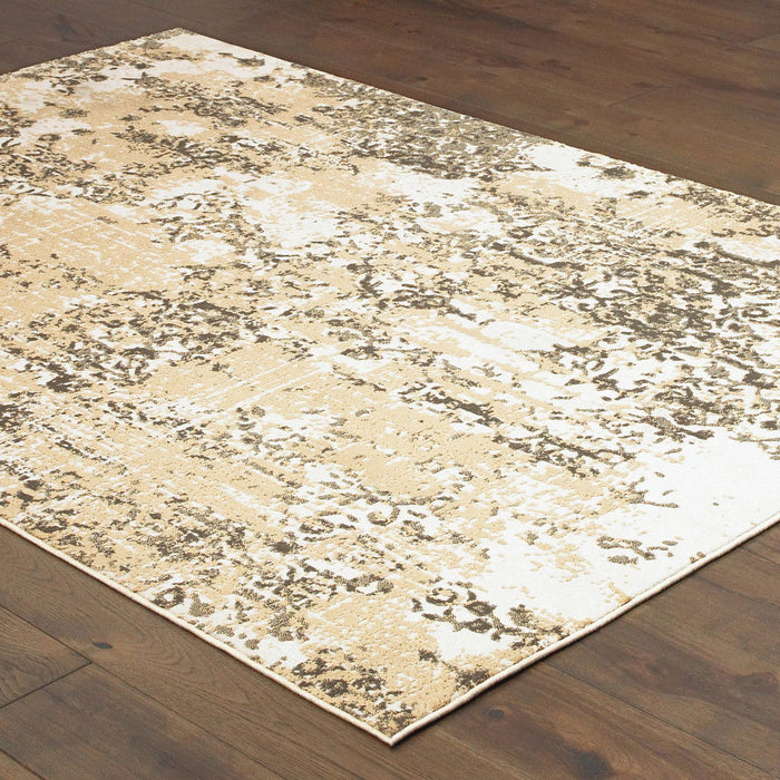 8' x 11' Abstract Power Loom Stain Resistant Area Rug - Gray And Gold