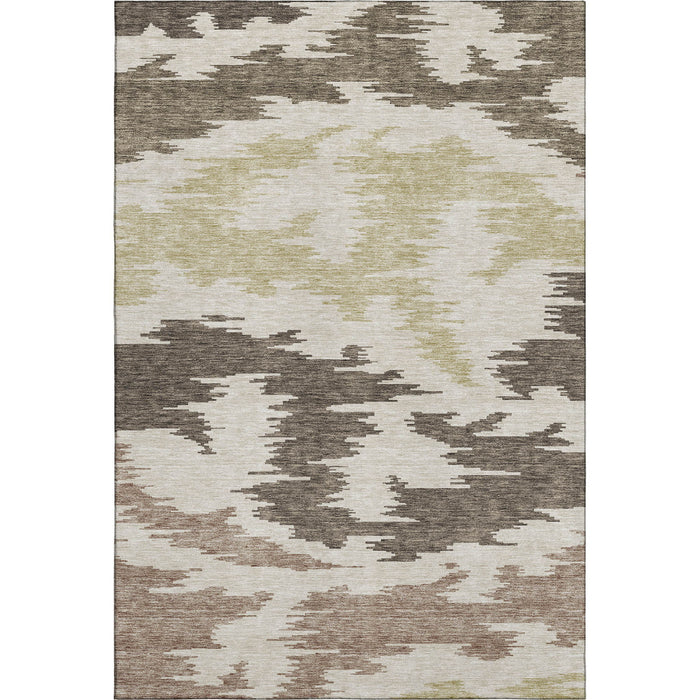 8' X 10' Abstract Washable Area Rug With UV Protection - Chocolate And Taupe