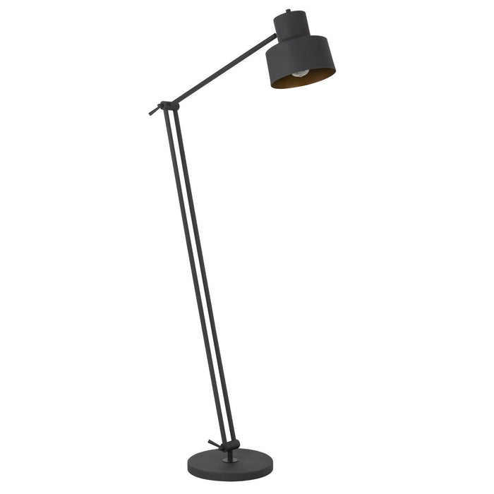 Adjustable Traditional Shaped Floor Lamp With Black Dome Shade - Black