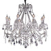 HomeRoots Candle Style Empire eight-light chandelier with transparent glass, nickel finish, and ivory accents, ideal for elegant ceilings.