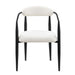 Set of 2 Giga mid-century modern dining chairs with boucle backrests and metal legs, perfect for kitchen or dining room decor.