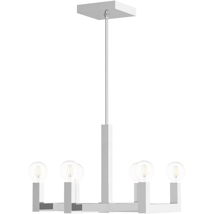 20" Six Light Dimmable Chandelier With Shades - Silver