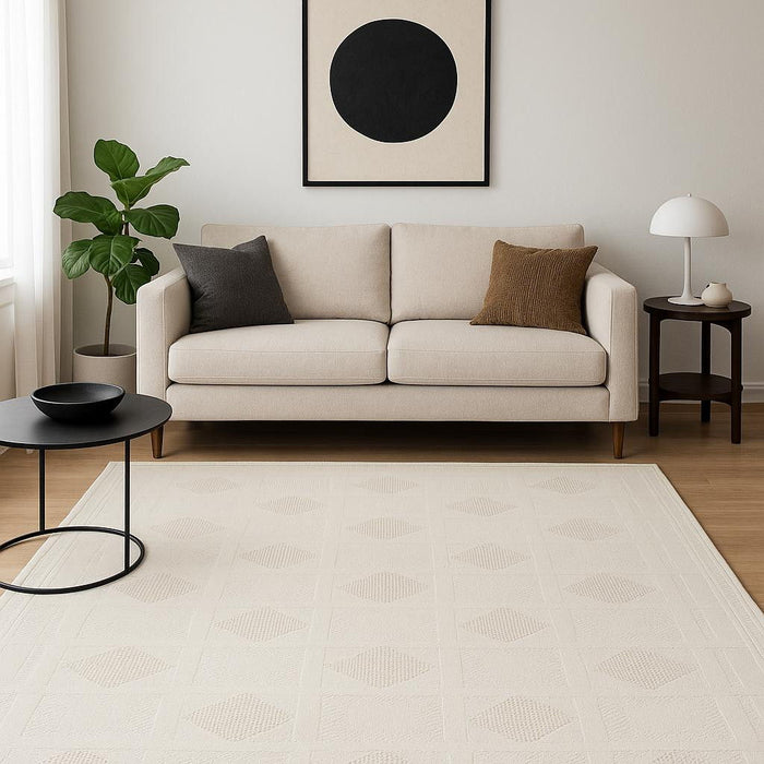 5' X 7' Geometric Power Loom Area Rug (572696) - Beige