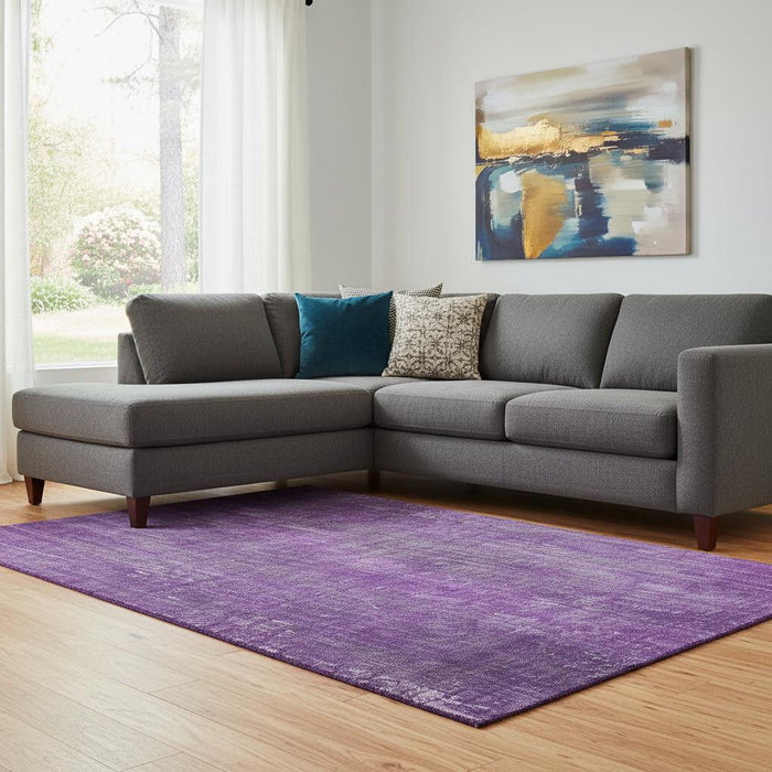 8' X 10' Striped Washable Area Rug With UV Protection (648758) - Purple / Ivory