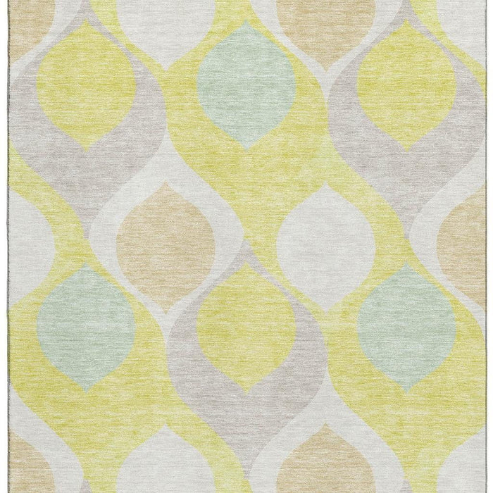10' X 14' Ogee Washable Area Rug With UV Protection - Yellow