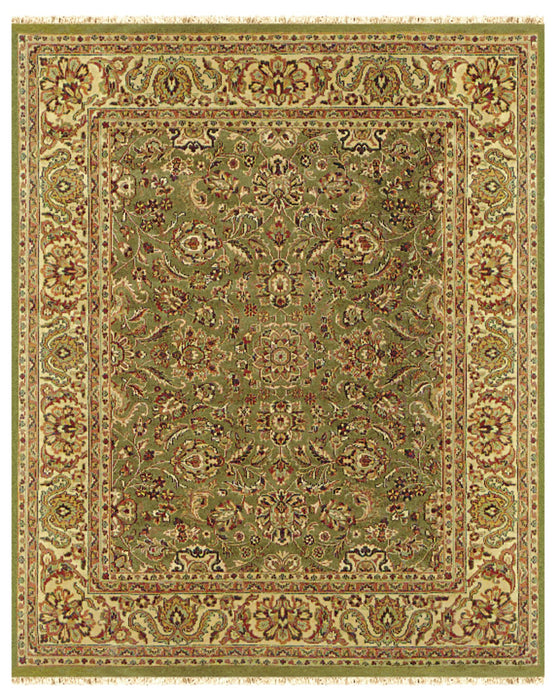 5' X 8' Wool Oriental Hand Knotted Area Rug With Fringe (744149) - Green / Tan