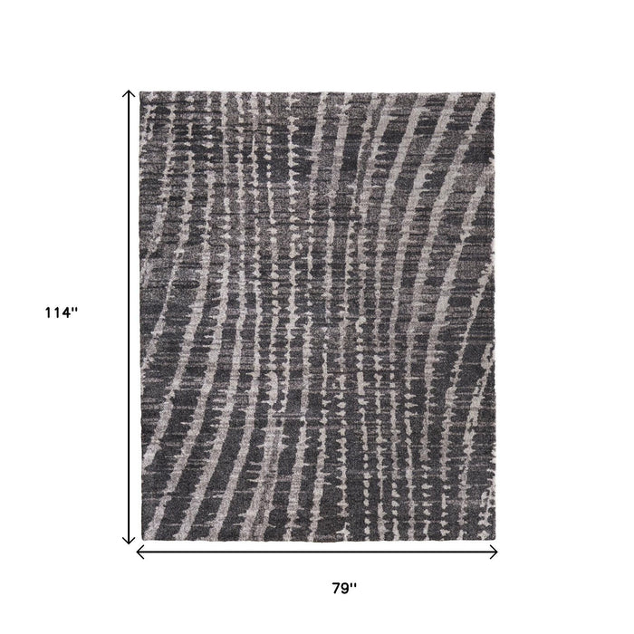 7' X 10' Abstract Area Rug - Black