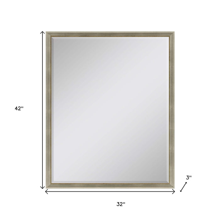 42" Wood Accent Mirror - Silver