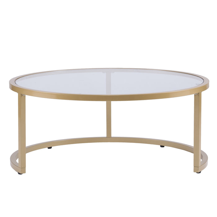 Glass Round Nested Coffee Tables (Set of 2) - Gold
