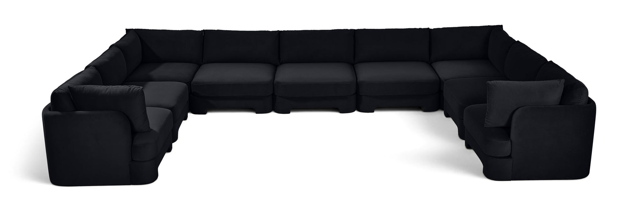 Hammond velvet performance fabric 9-piece sectional by Meridian Furniture, featuring plush upholstered stationary sectional sofa.