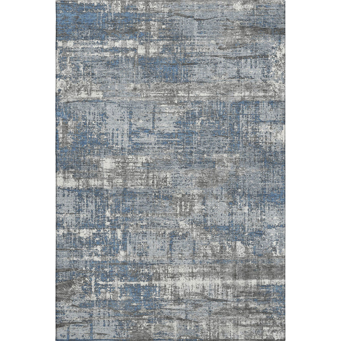 10' X 14' Geometric Washable Area Rug With UV Protection (709714) - Denim Blue / Gray / Ivory