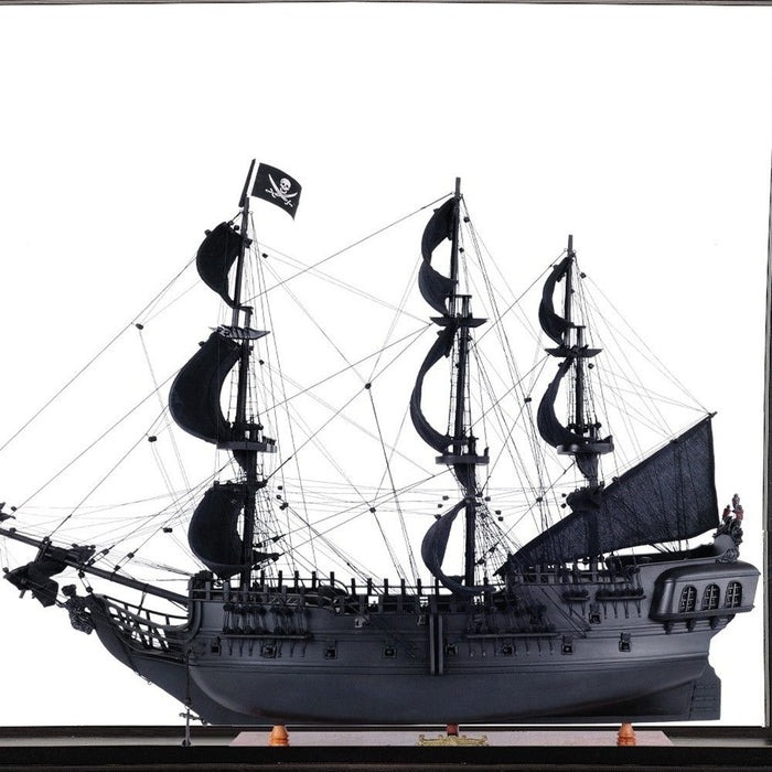 Hand Painted Pirate Floor Display Model Boat - Black / Pearl