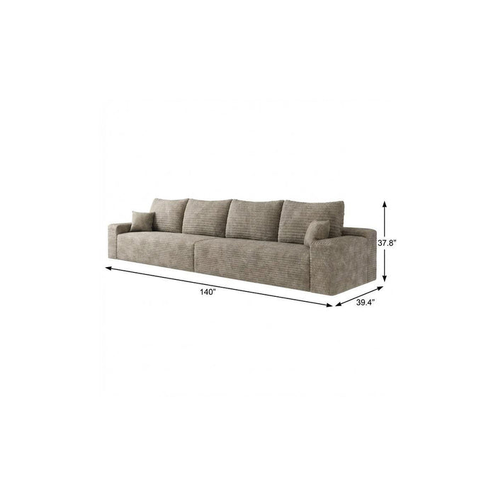 140" Corduroy Modular Compression Foam Sofa With Toss Pillows - Camel