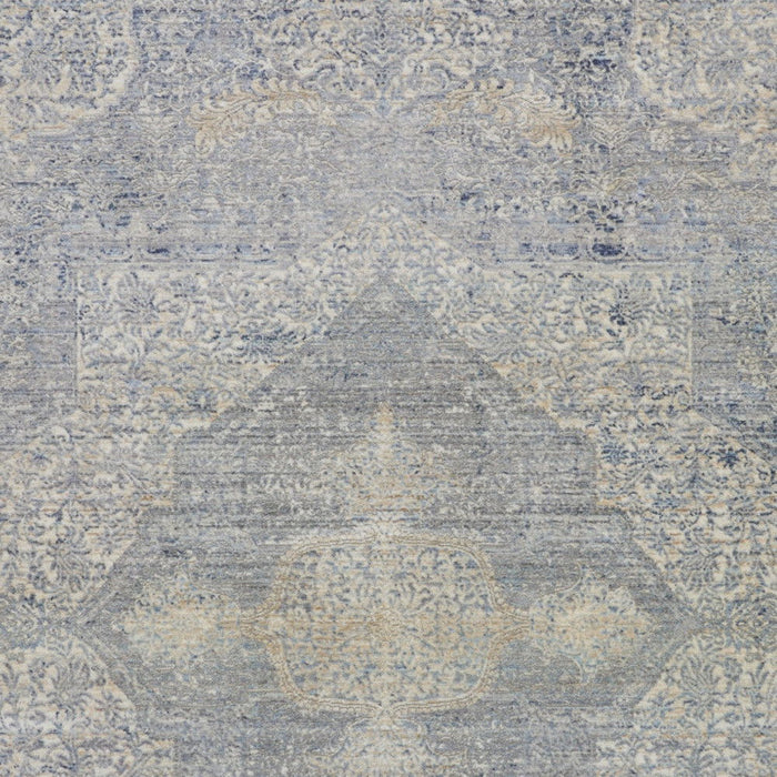 5' X 8' Floral Non Skid Area Rug With Fringe (550260) - Blue / Gray / Cream