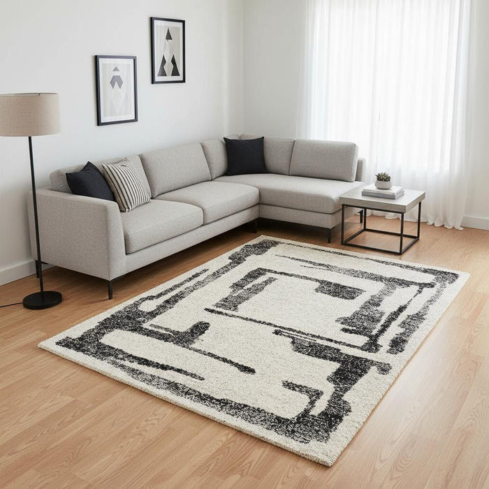 8' X 11' Abstract Area Rug (660032) - Beige / Black