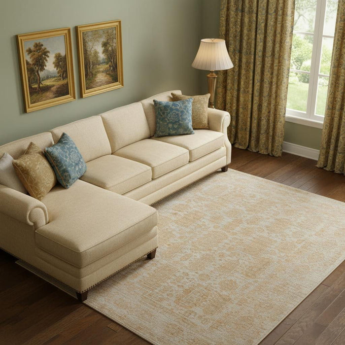 9' X 12' Oriental Hand Woven Area Rug (722273) - Blue / Ivory