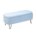 Giga storage ottoman bench with padded camel faux fur upholstery, ideal for bedroom or entryway with built-in storage.