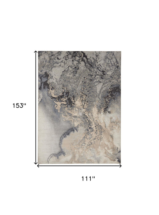 9' X 13' Abstract Area Rug - Gray