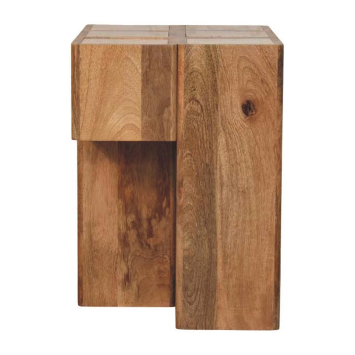 Marble Block End Table - Oak