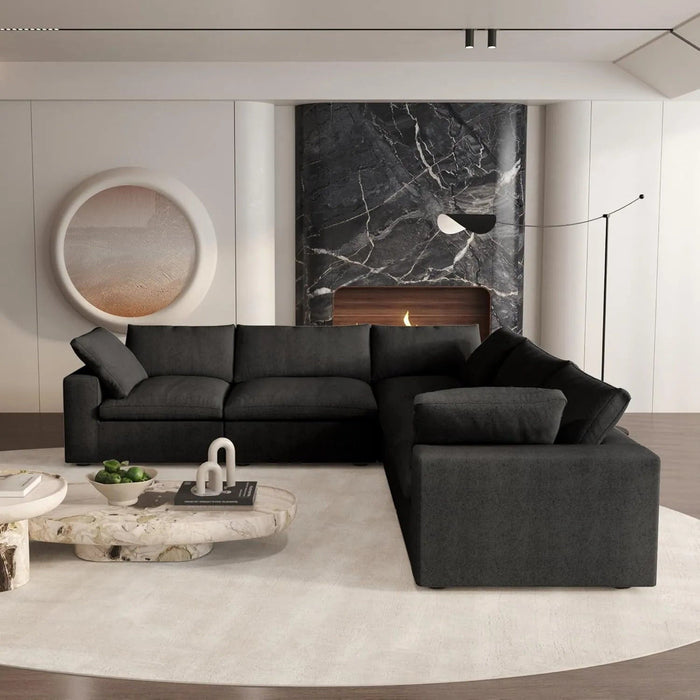 Blend Modular L Shaped Five Piece Corner Sectional - Black